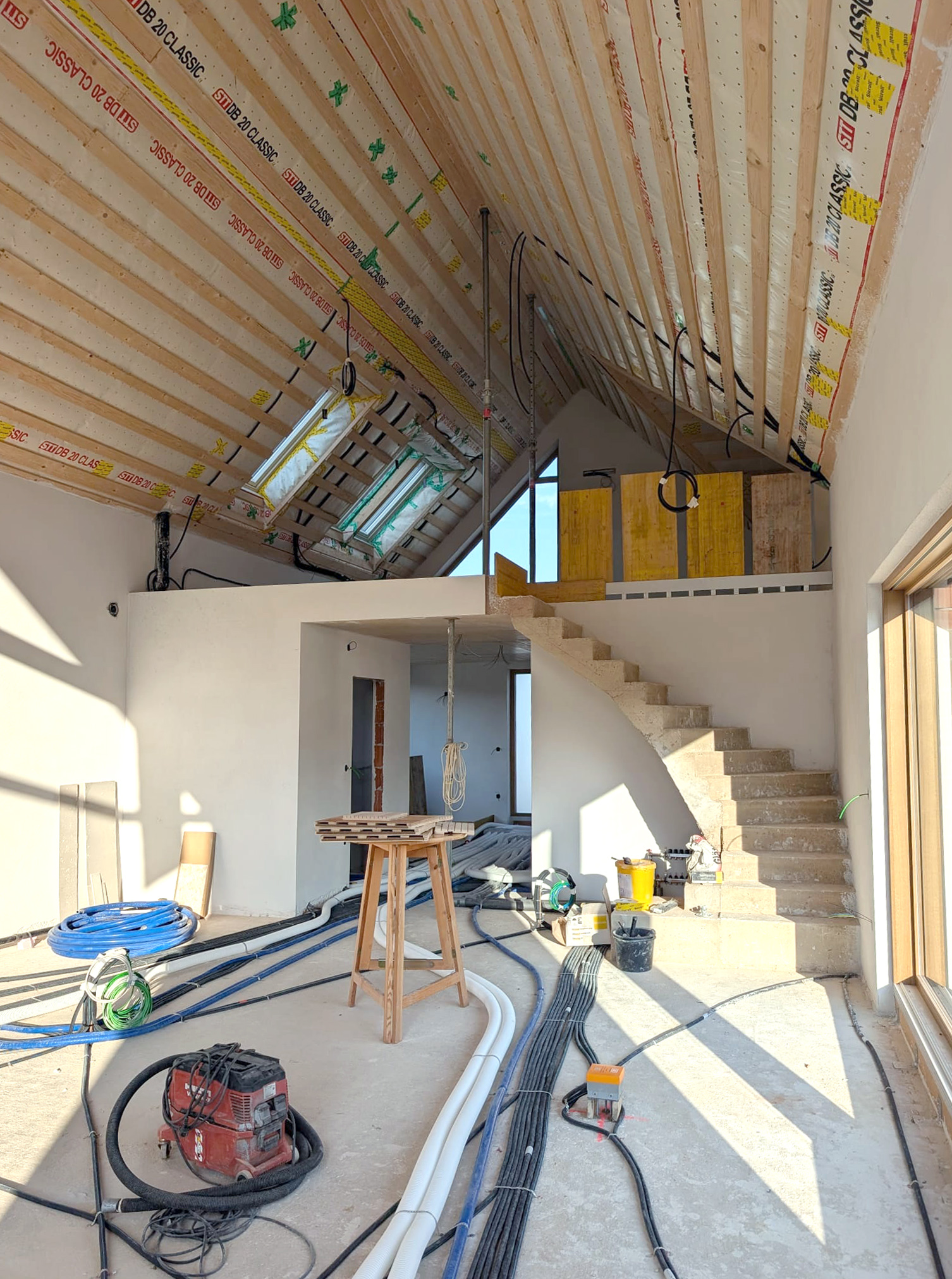 Neubau Haus RLS, Architekt Andreas Zeese, Wien, Perspektive Wohnraum, Baustelle Mai 2026